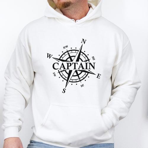 Herren Kapuzenpullover Captain Kompass Weiss