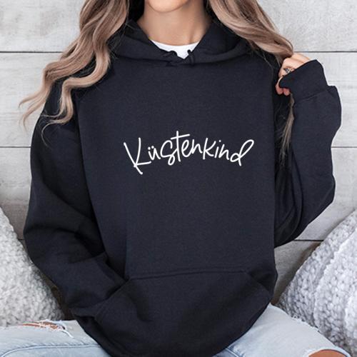 Damen Kapuzenpullover Küstenkind Schwarz