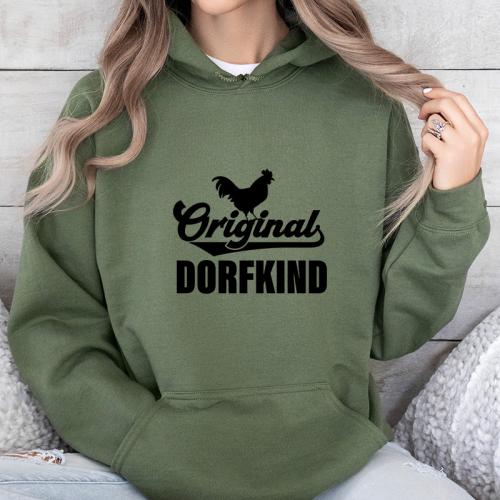 Damen Kapuzenpullover Original Dorfkind Oliv