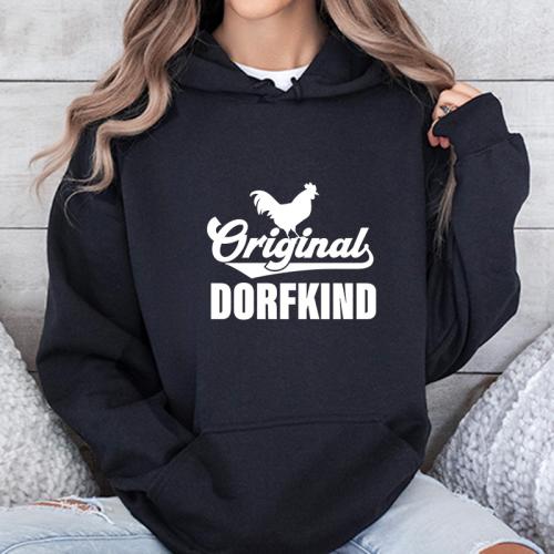 Damen Kapuzenpullover Original Dorfkind Schwarz