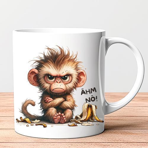 Motivtasse Anton Affe Weiss und Braun