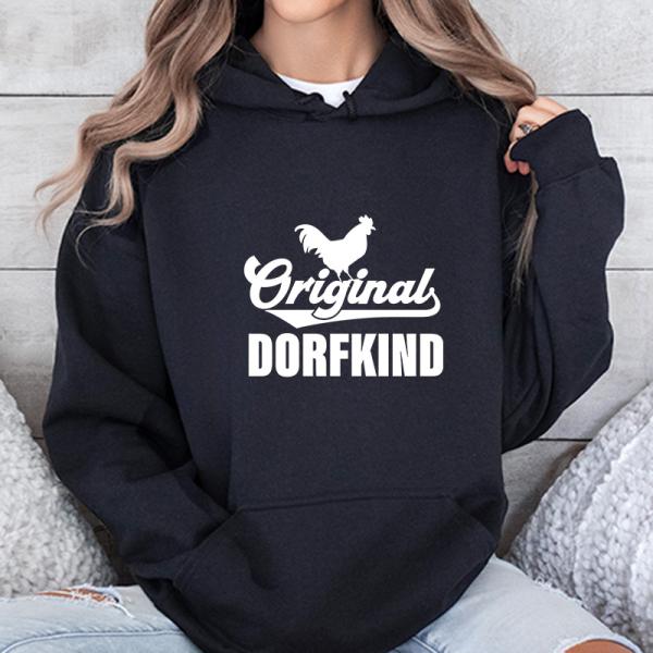 Damen Kapuzenpullover Original Dorfkind Schwarz