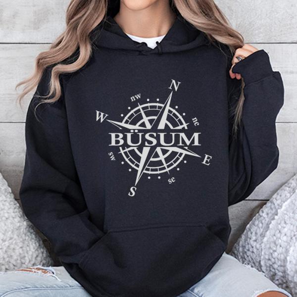 Damen Kapuzenpullover Büsum Kompass Schwarz
