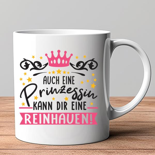Motivtasse auch eine Prinzessin pink und schwarz